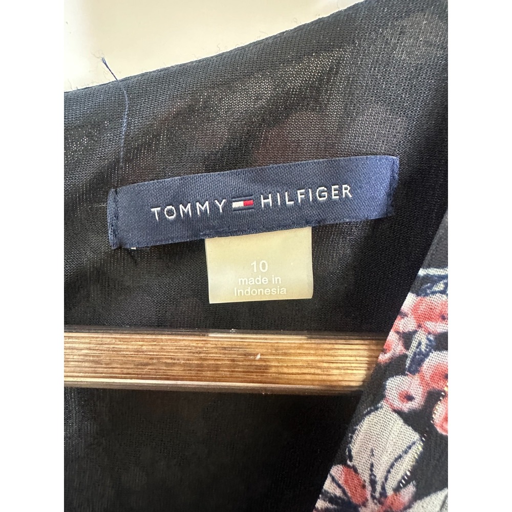 NEW Tommy Hilfiger Floral Metallic Chiffon V-Neck Dress Black Pink Size 10 - Picture 7 of 13